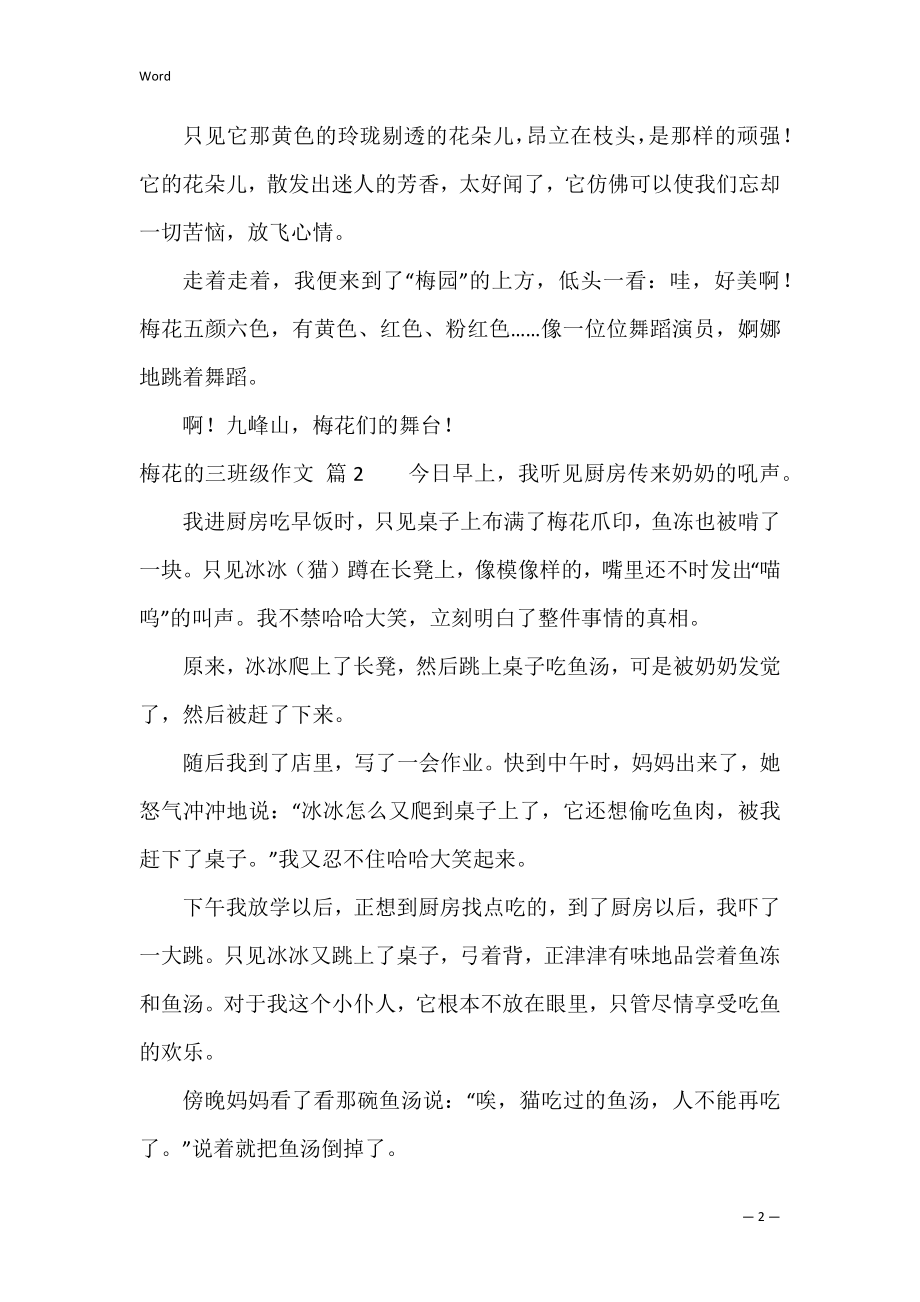 (精华)梅花的三年级作文汇总8篇（梅花三年级作文300字）.docx_第2页