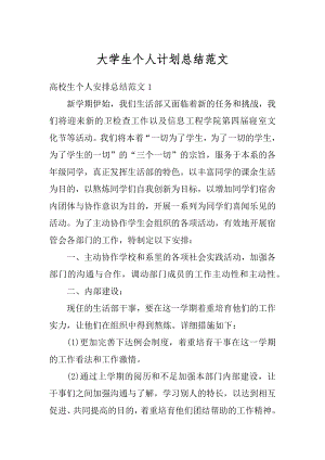 大学生个人计划总结范文汇编.docx