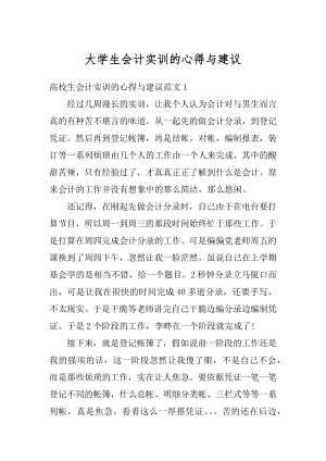 大学生会计实训的心得与建议汇编.docx