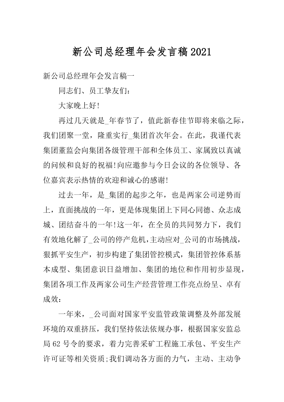 新公司总经理年会发言稿精品.docx_第1页