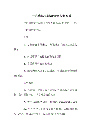 中班感恩节活动策划方案5篇.docx