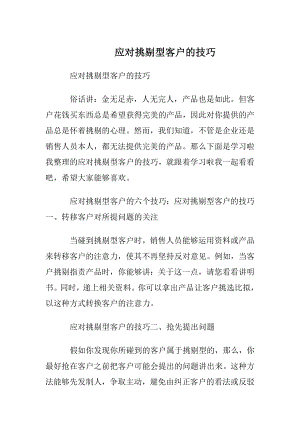 应对挑剔型客户的技巧.docx