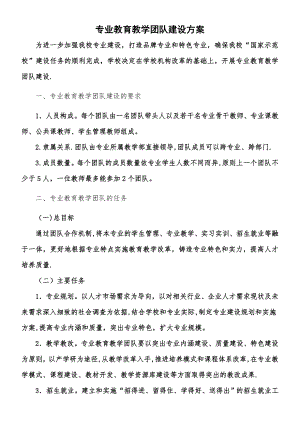 专业教育教学团队建设方案.doc