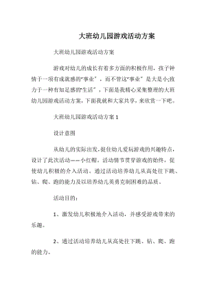 大班幼儿园游戏活动方案.docx