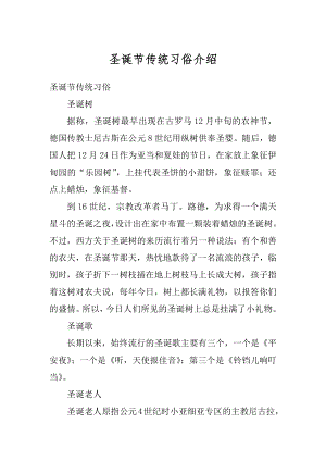 圣诞节传统习俗介绍汇总.docx