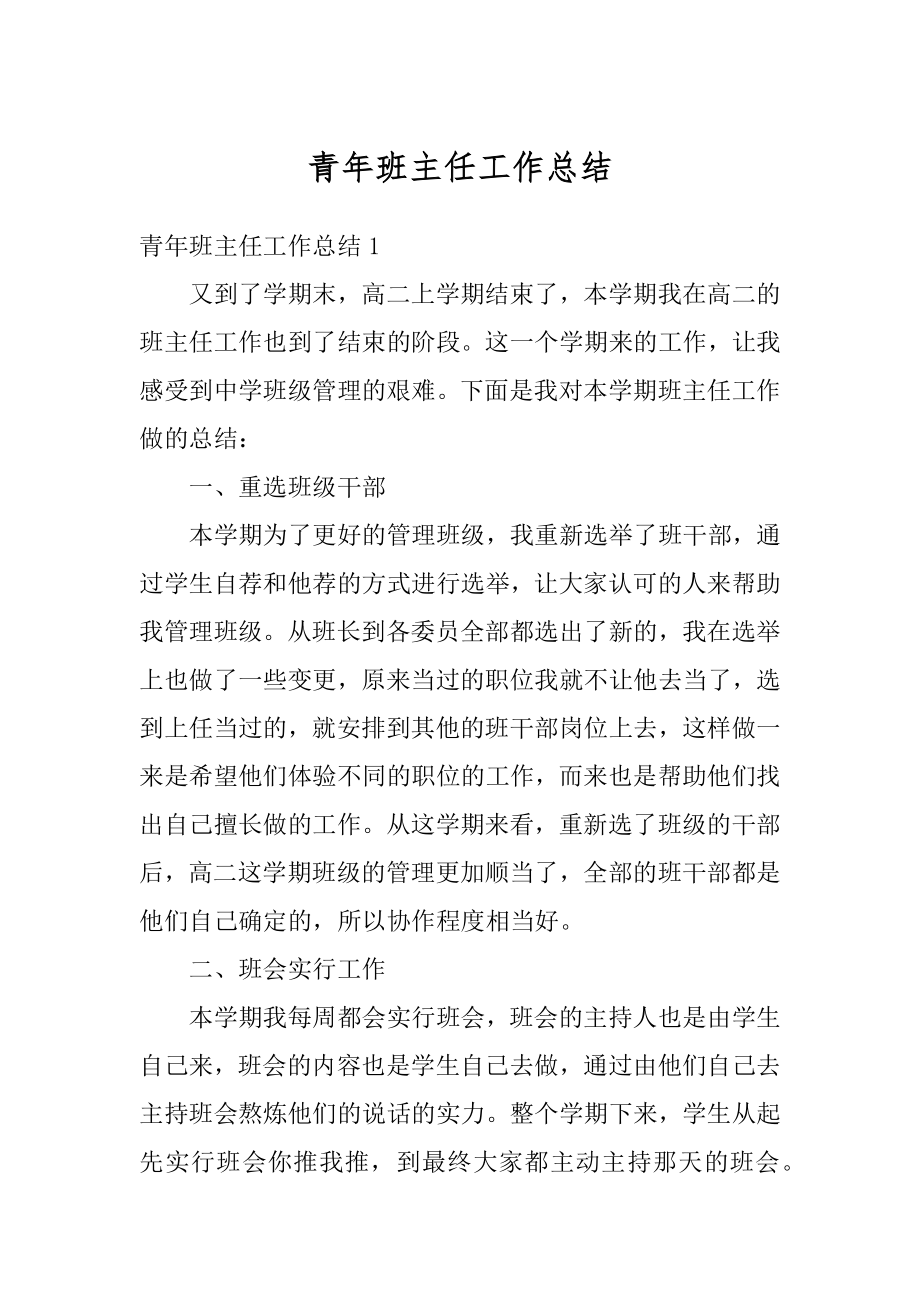 青年班主任工作总结范本.docx_第1页