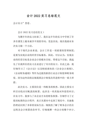 会计2022实习总结范文精编.docx