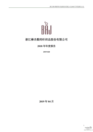 棒杰股份：2018年年度报告.PDF