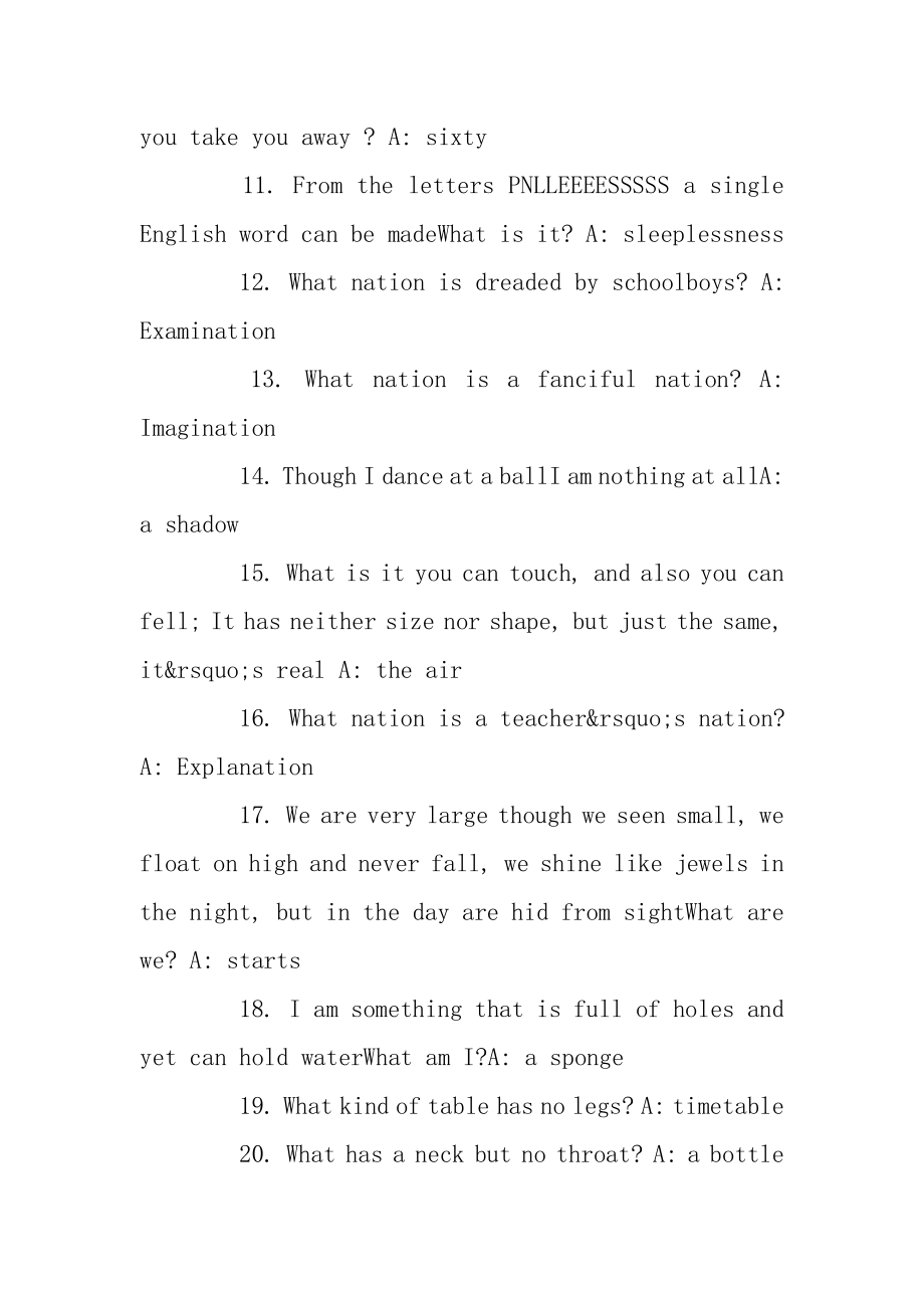 2019年全英文版脑筋急转弯题目与答案精编.docx_第2页