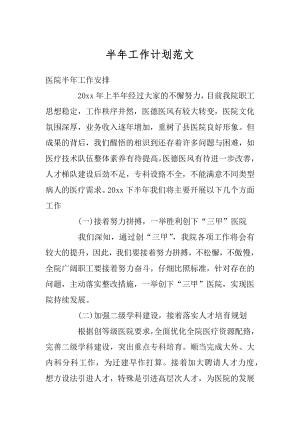 半年工作计划范文精选.docx