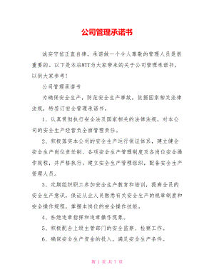 公司管理承诺书.doc