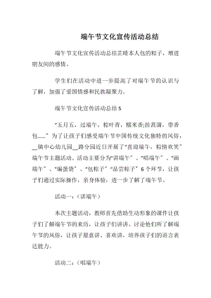 端午节文化宣传活动总结.docx