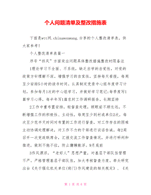 个人问题清单及整改措施表.doc