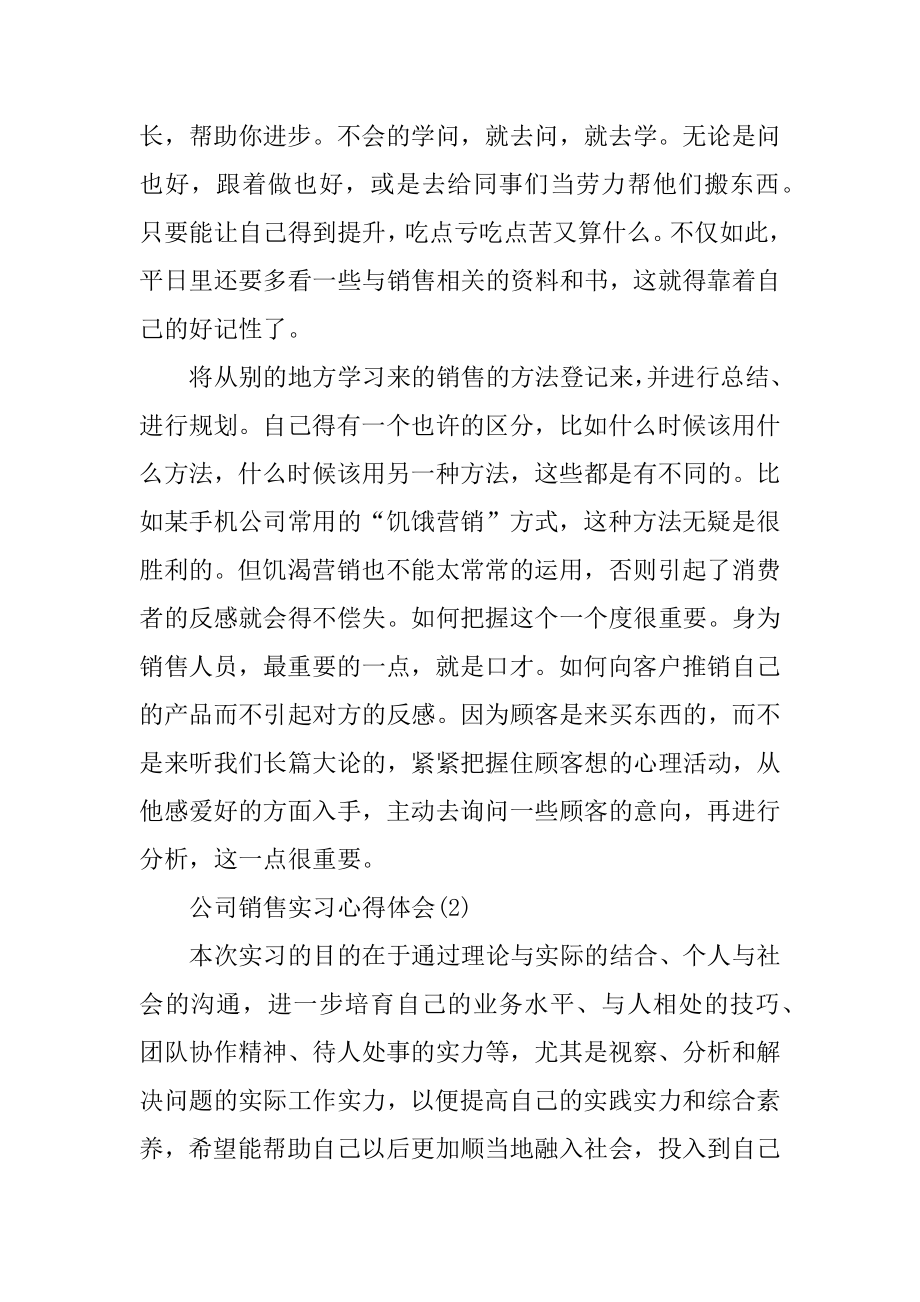 公司销售实习心得体会精编.docx_第2页