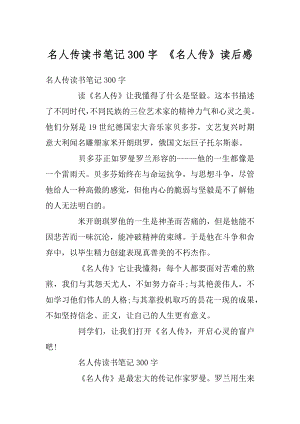 名人传读书笔记300字 《名人传》读后感精选.docx