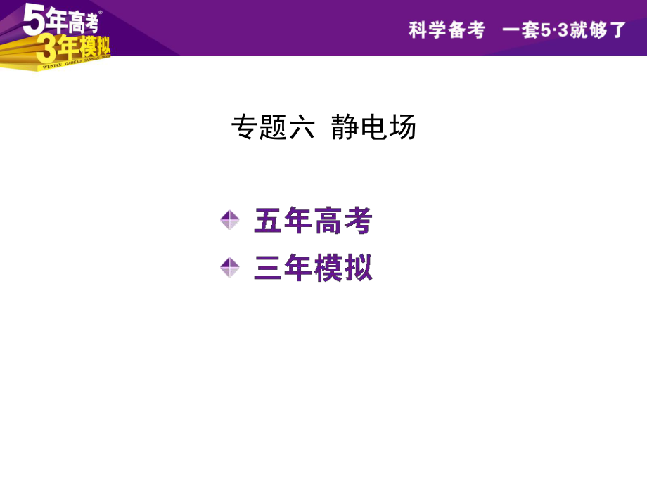 【5年高考3年模拟】2016届高三物理一轮复习（浙江专用课件）专题六静电场（共157张PPT）.pptx_第1页