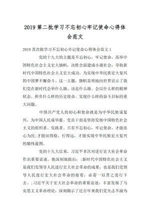 2019第二批学习不忘初心牢记使命心得体会范文.docx