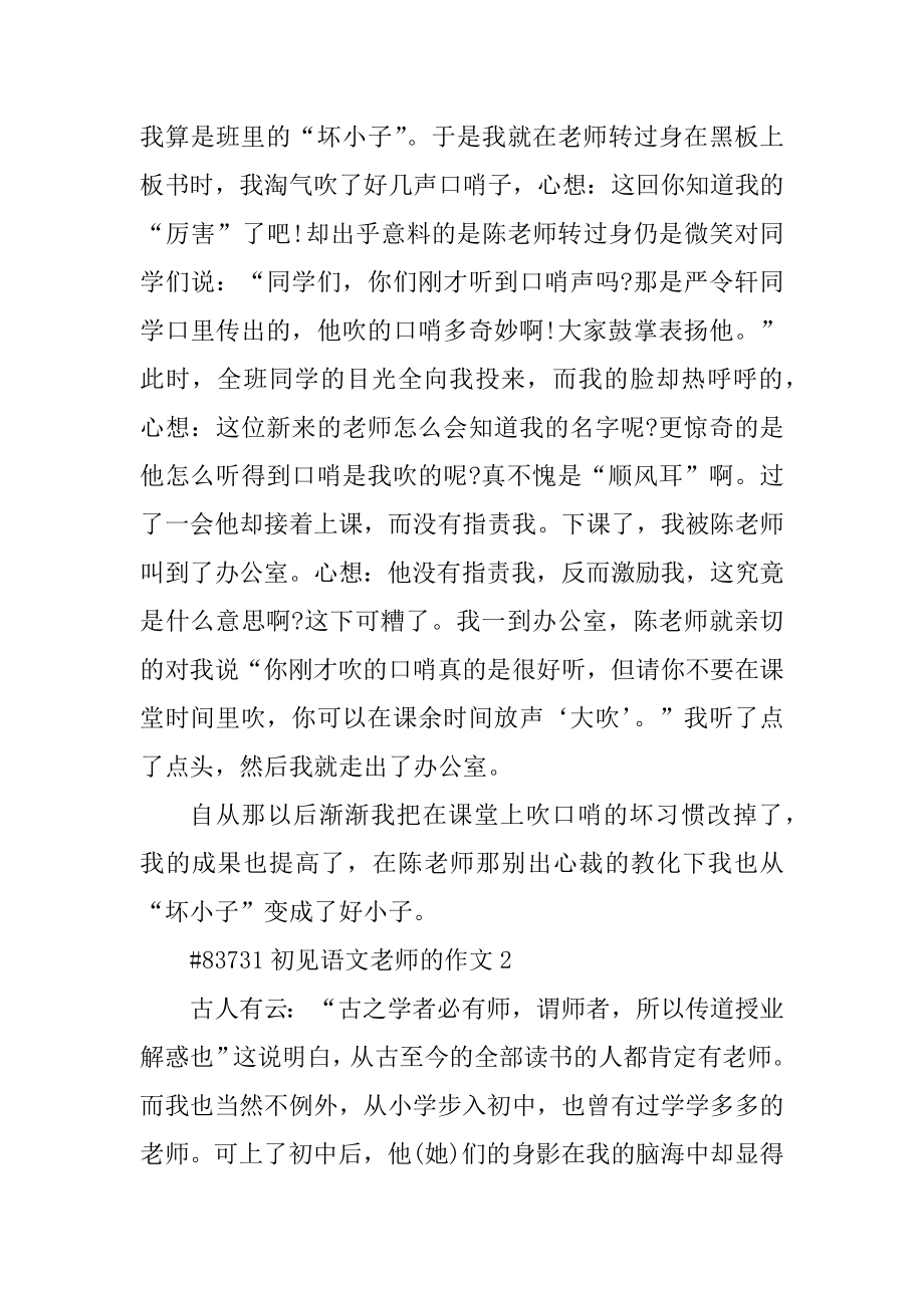 初见语文老师的作文精品.docx_第2页