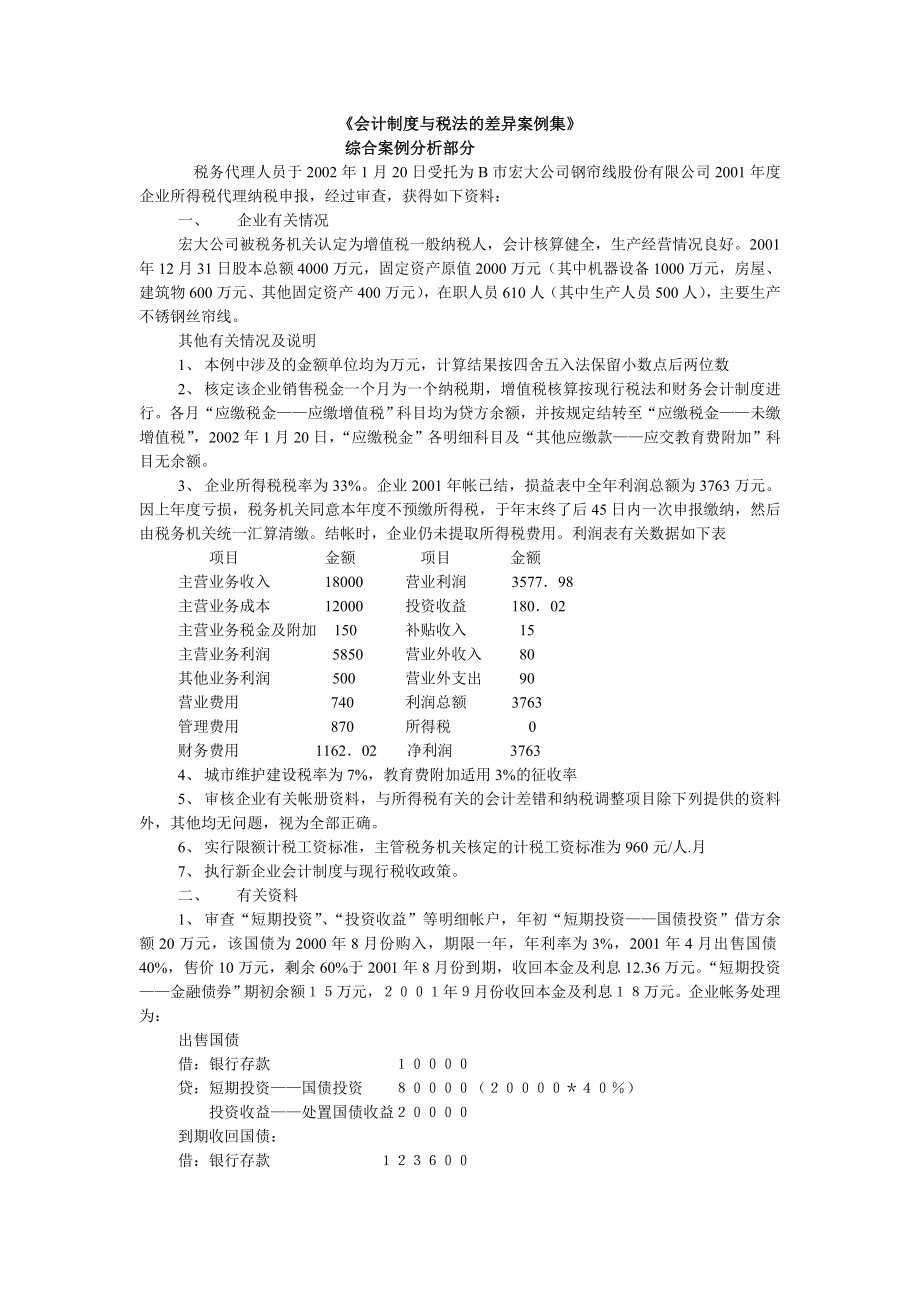 财务会计制度与税法的差异案例集.docx_第1页