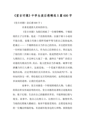 《堂吉诃德》中学生读后感精选5篇600字精编.docx