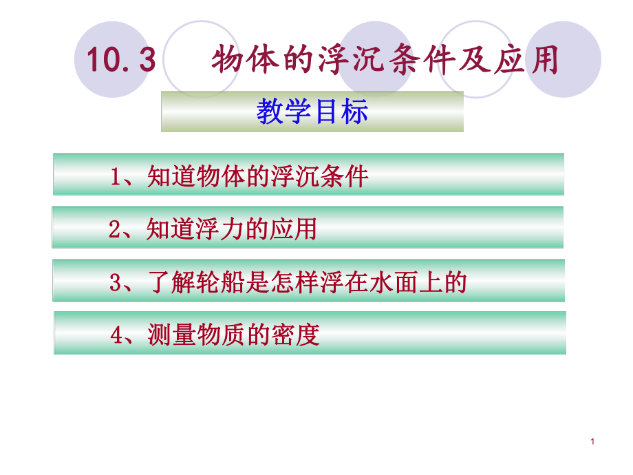 103物体的沉浮条件及应用课件人教版.ppt_第1页