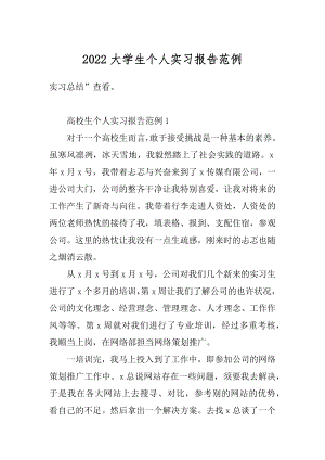 2022大学生个人实习报告范例.docx