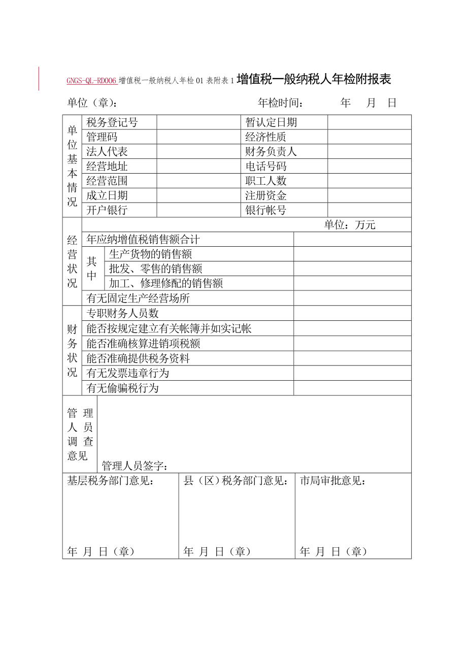 (GNGS-QL-RD006)增值税一般纳税人年检附报表.docx_第1页