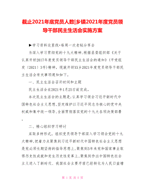 乡镇2021年度党员领导干部民主生活会实施方案.doc