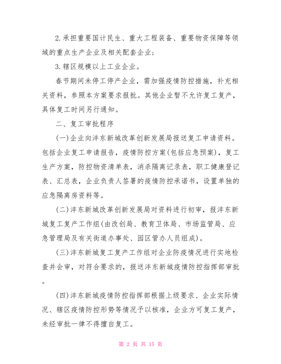 化工有限公司复工复产新冠肺炎疫情防控方案.doc_第2页