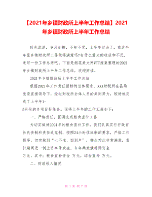 2021年乡镇财政所上半年工作总结.doc