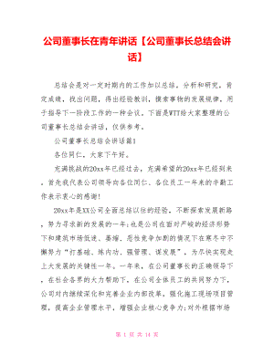 公司董事长在青年讲话【公司董事长总结会讲话】.doc