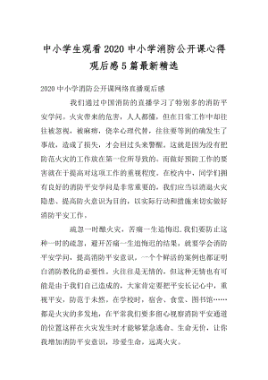 中小学生观看2020中小学消防公开课心得观后感5篇最新精选优质.docx