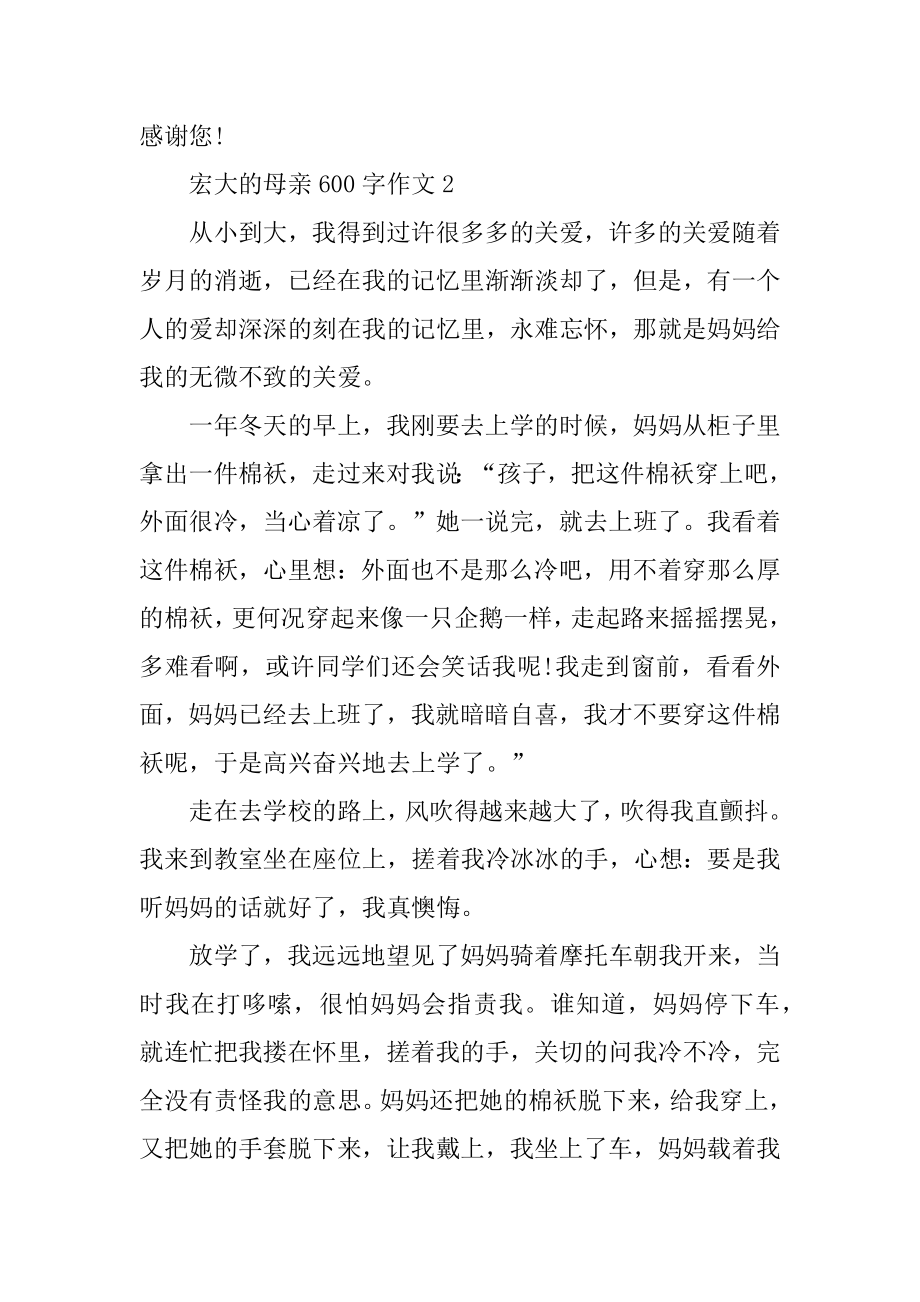 伟大的母亲600字作文精选.docx_第2页