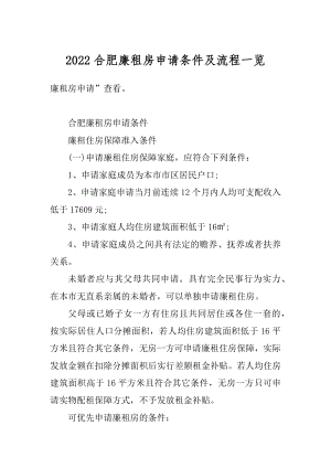 2022合肥廉租房申请条件及流程一览汇总.docx