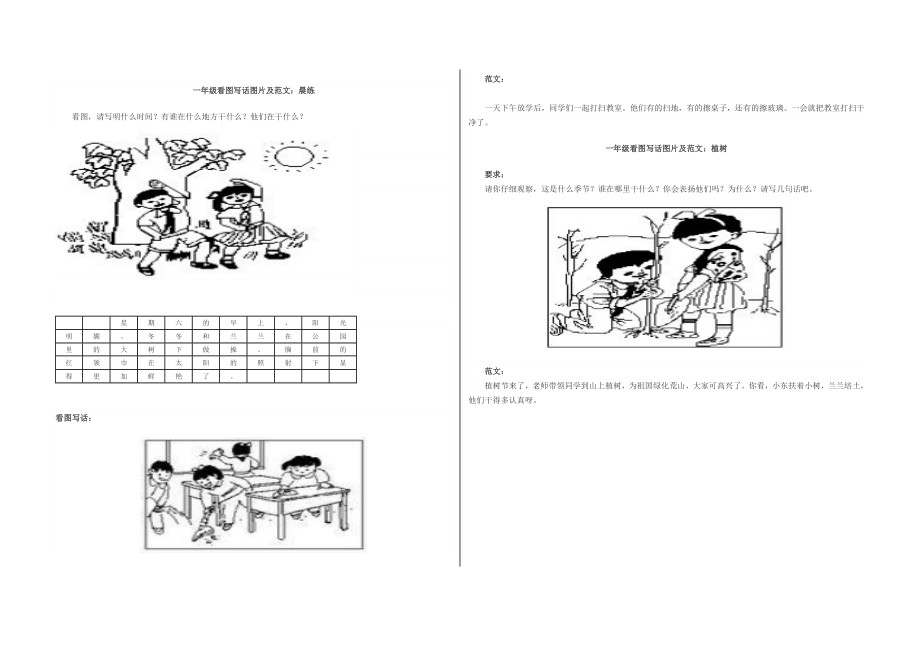 一年级下册看图写话训练集锦-一年级知训看图写话.doc_第1页