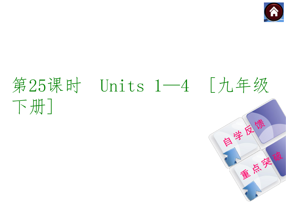 【2015中考复习方案】（译林牛津版·全国）2015届九年级英语复习课件（自学反馈+重点突破）：第25课时　Units1—4　[九年级下册]（共28张PPT）.ppt_第1页