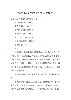 写给2035年的自己作文800字精品.docx