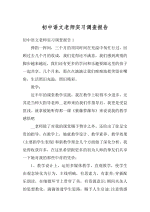 初中语文老师实习调查报告汇编.docx