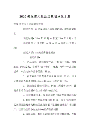 2020美发店元旦活动策划方案2篇范文.docx