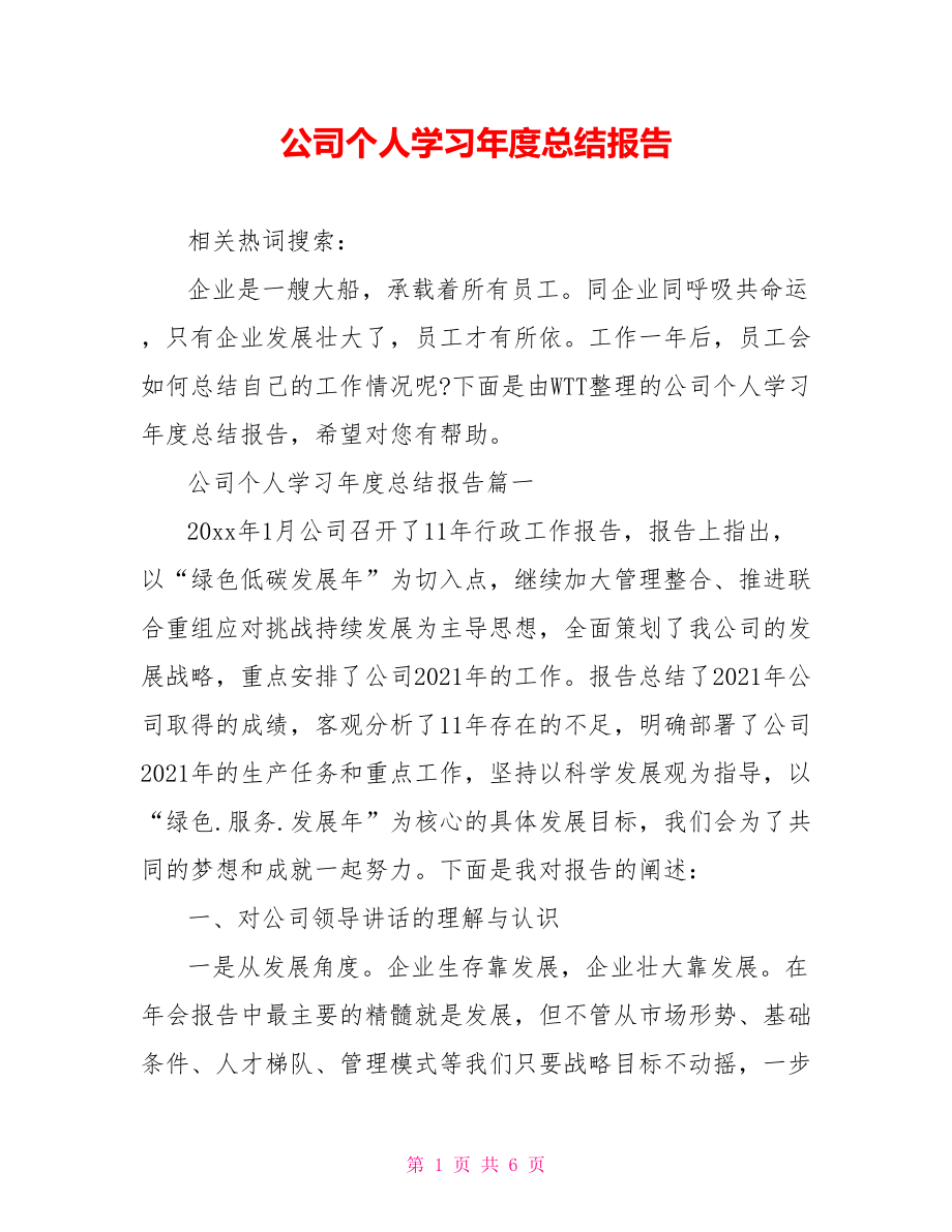 公司个人学习年度总结报告 .doc_第1页