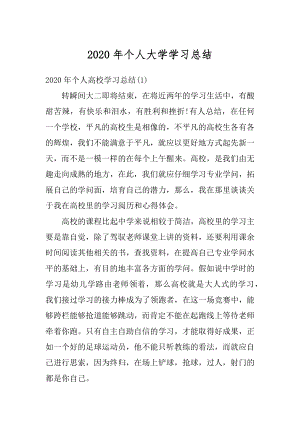 2020年个人大学学习总结范文.docx