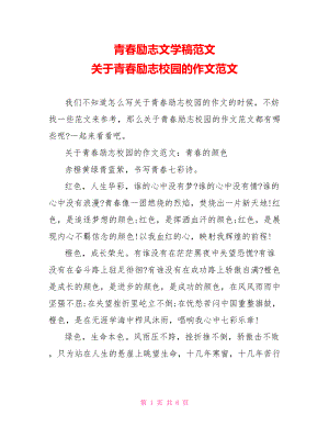 青春励志文学稿范文 关于青春励志校园的作文范文.doc