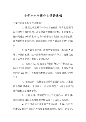 小学生六年级作文评语集锦精编.docx