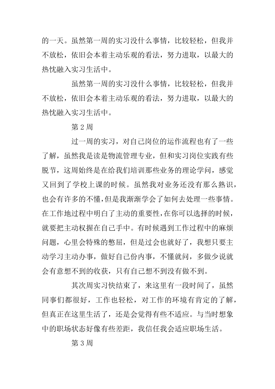 物流管理专业实习周记精编.docx_第2页