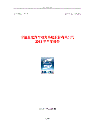 圣龙股份：2018年年度报告.PDF