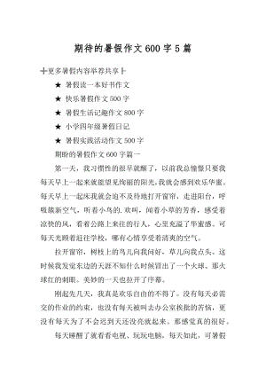 期待的暑假作文600字5篇精品.docx