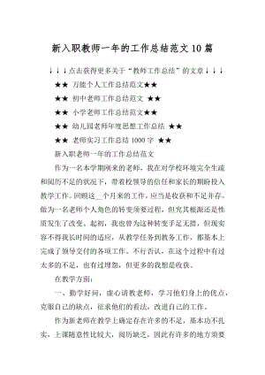 新入职教师一年的工作总结范文10篇精选.docx