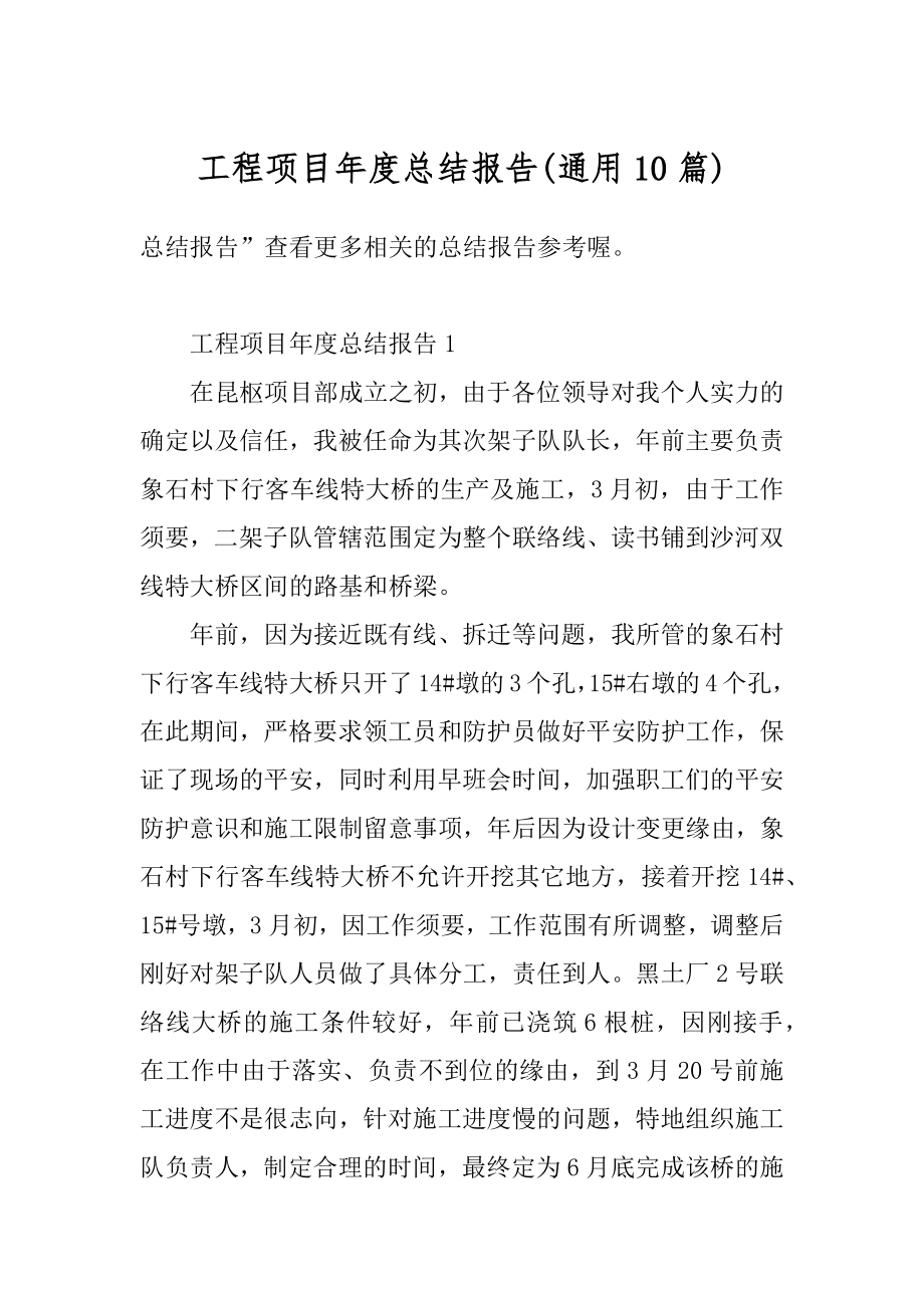 工程项目年度总结报告范本.docx_第1页