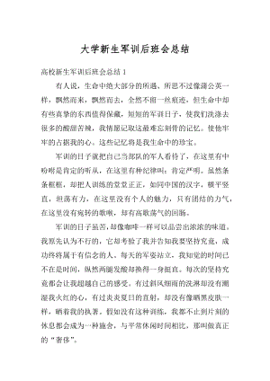 大学新生军训后班会总结精选.docx