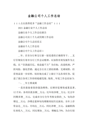 金融公司个人工作总结精编.docx